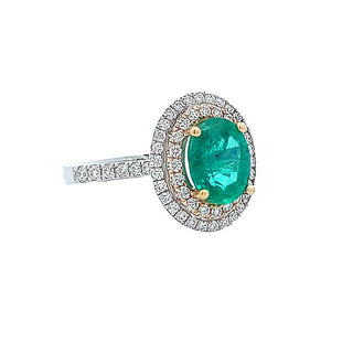 Emerald halo ring