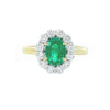 18K OVAL EMERALD HALO RING