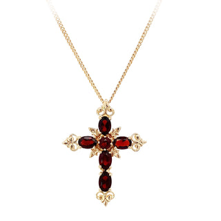 14KY VINTAGE GARNET CROSS