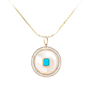 Vintagepearl/turquoise pendant