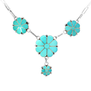 VINTAGE TURQUOISE FLOWER NECKLACE