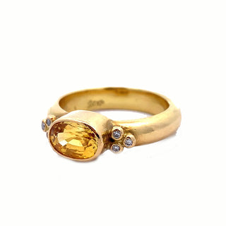 Yellow Sapphire & Diamond Ring