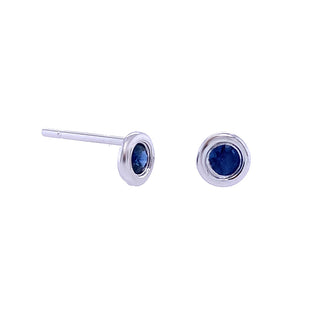 14KW SMALL BEZEL-SET SAPPHIRE STUDS