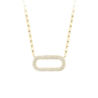 Pave oval necklace