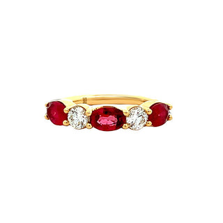 Oval ruby 5-stone band