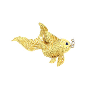 18KY VINTAGE GOLDFISH PIN