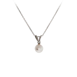 14KW PEARL & DIAMOND PENDANT