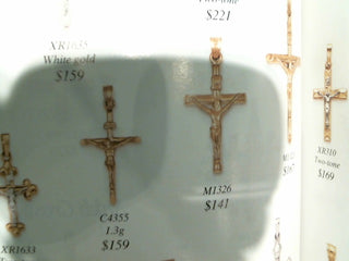 14KY LARGE BEVELED EDGE CRUCIFIX