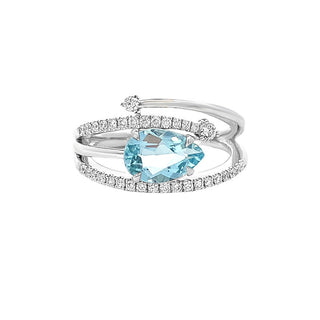 14KW PEAR AQUA "COILED" RING