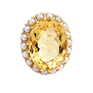 LARGE VINTAGE LIGHT CITRINE RING