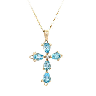 Vintage blue topaz cross