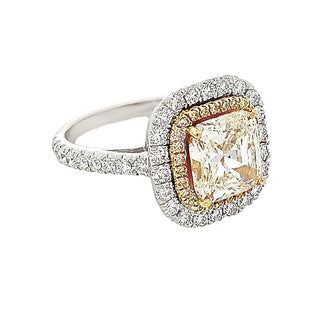 18K 4CT YELLOW DIAMOND HALO RING